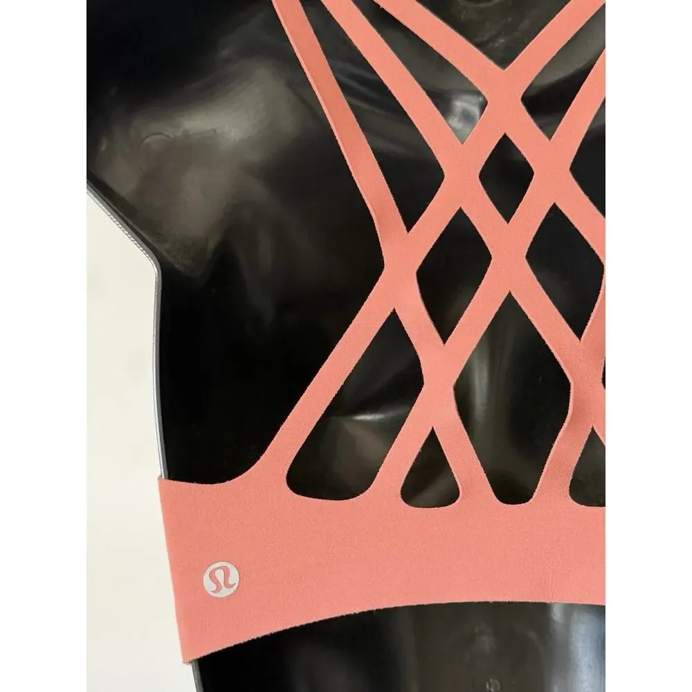 Lululemon Pink Orange Sports Bra Womens Size 4 B/C Lightly Lined Cross Back Open